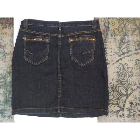 Vintage Good Time Women's Size 2X Dark Wash Denim Skirt Zippered Back Pockets - Picture 2 of 3